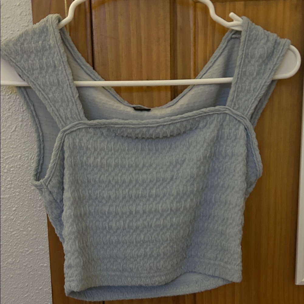 SHEIN Light Blue Textured Crop Top